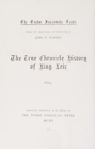 Cover of The True Chronicle History of King Leir